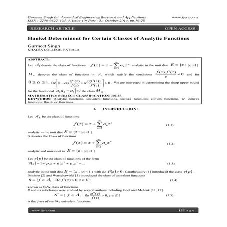 Hankel Determinent for Certain Classes of Analytic Functions