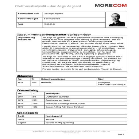 Norwegian CV for André Torkveen | PDF