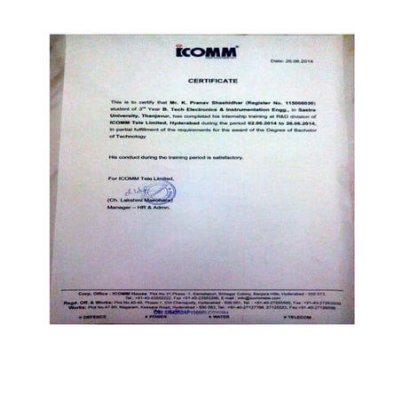 CERTIFICATE FOR INTERNSHIP | PDF