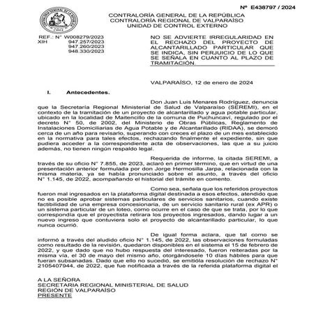 MINSAL Viña del Mar sin plazos y con criterios de fosa y drenes a capricho