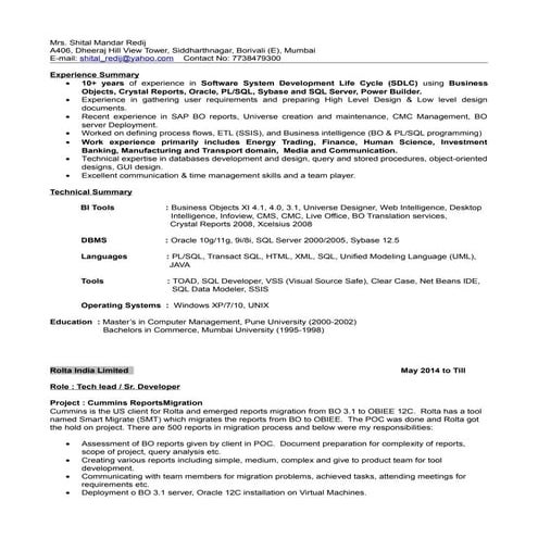 Resume - Shital Redij