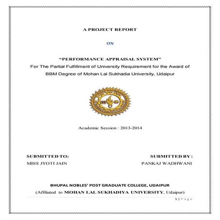 Project Report on Performance Appraisal (College Copy)-Final