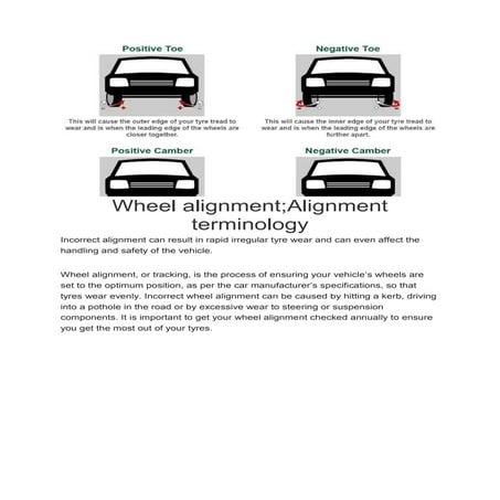 Wheel alignment;Alignment terminology