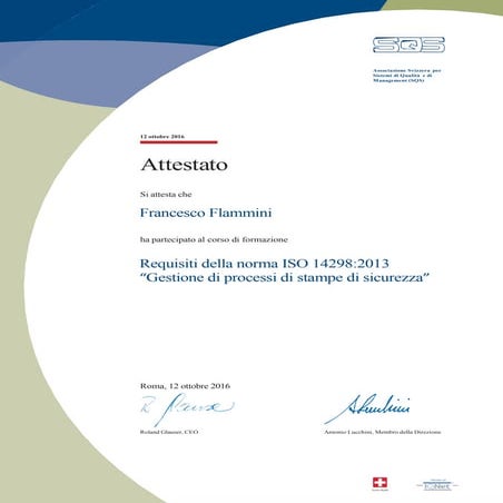 Attestato FLAMMINI ISO 14298