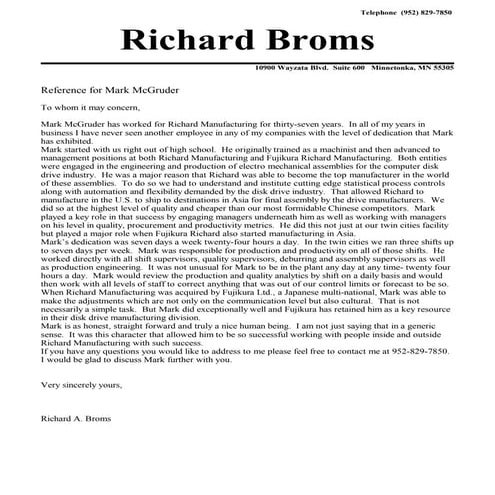 Mark recommendation letter | DOCX