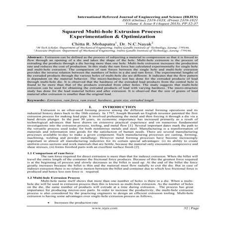 Squared Multi-hole Extrusion Process: Experimentation & Optimization