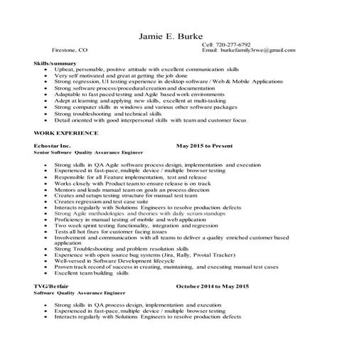 Jamie E Burke Resume