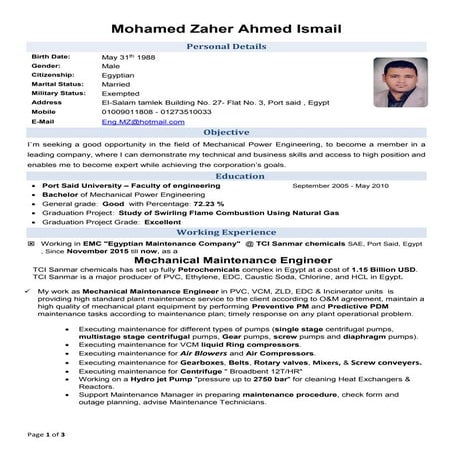 Resume Mech. Eng-Mohamed Zaher