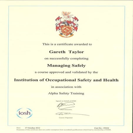 IOSH Certificate