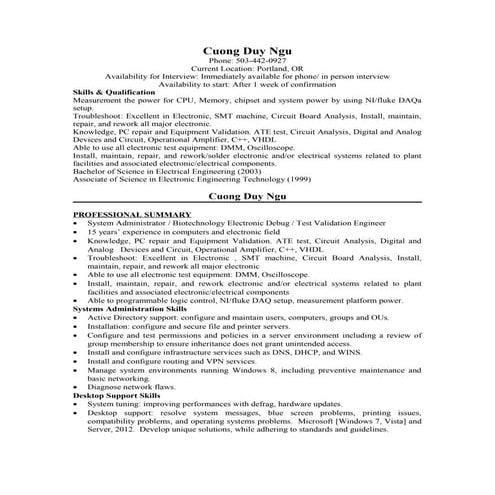 Cuong Duy Ngu's Resume