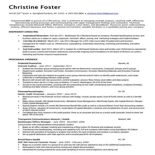 Christine Foster's resume 2014