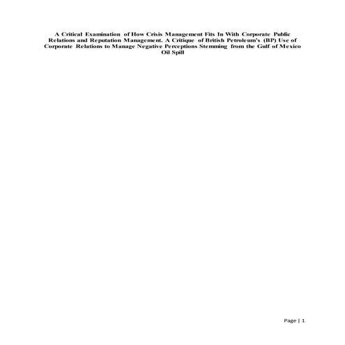 Research-Public Relations and Crisis Management -Case Study of BP's ...