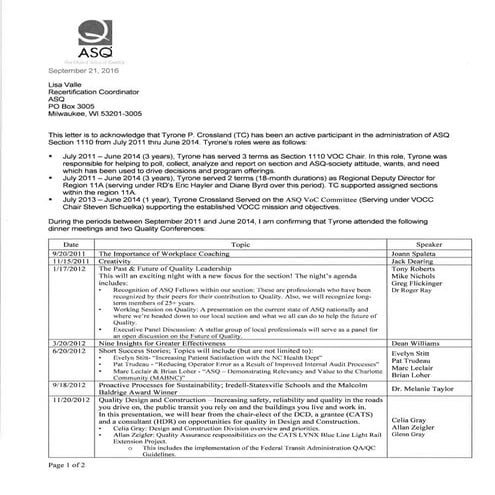 CQA letter #2 2014 - ASQ | PDF