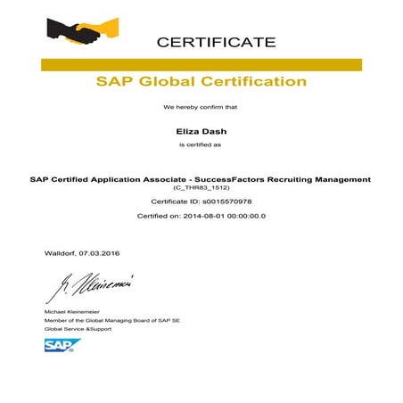 SAP Certified Application Associate_SF Recruiting Management