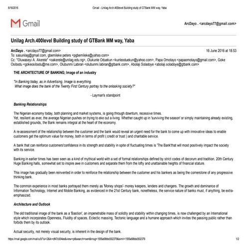 Architecture of Banking