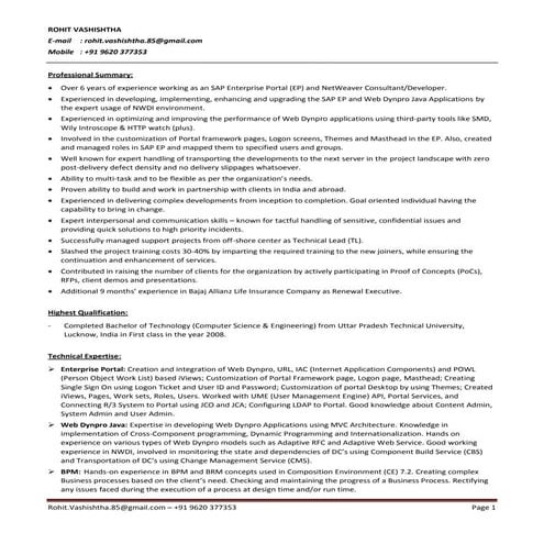 Rohit Vashishtha - SAP EP & NetWeaver Consultant