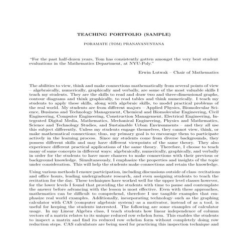 Tom Teaching Portfolio 20150506