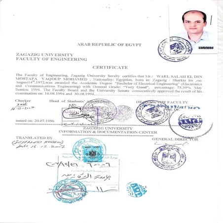 Wael attested certificate front