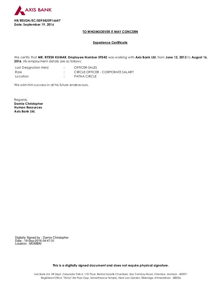 Experience Letter 59542 1 Pdf