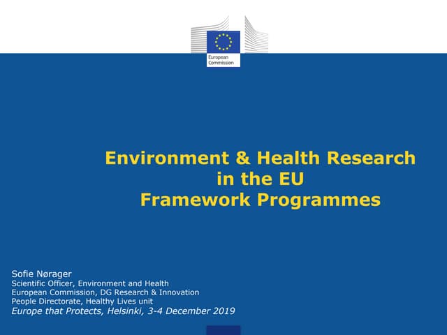 Sofie Norager: Environment and Health in the EU Framework Programmes of Resea...