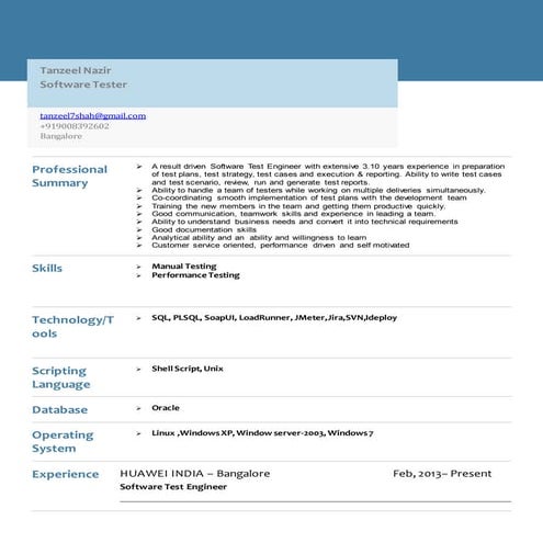 Tanzeel Nazir Resume