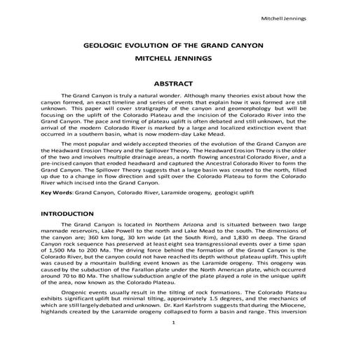 Geologic Evolution of the Grand Canyon