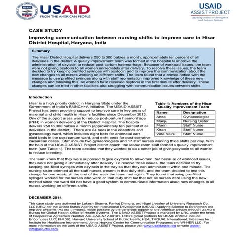 Quality improvement in reproductive, maternal, newborn and child health ...