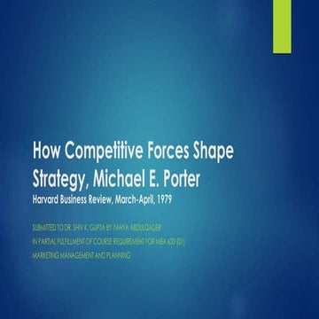 How Competitive Forces Shape Strategy, Michael E