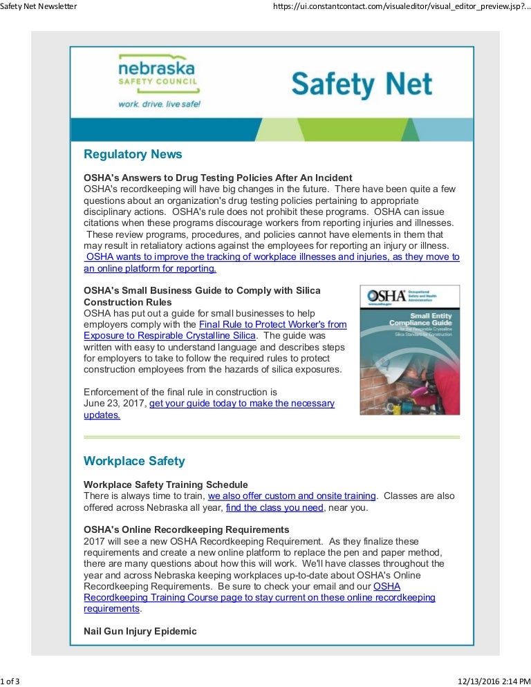 Safety Net Newsletter