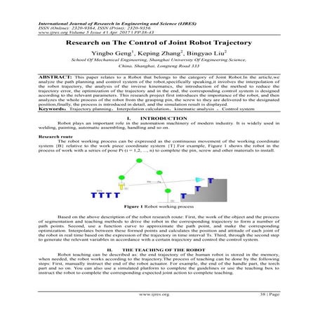 Research on The Control of Joint Robot Trajectory