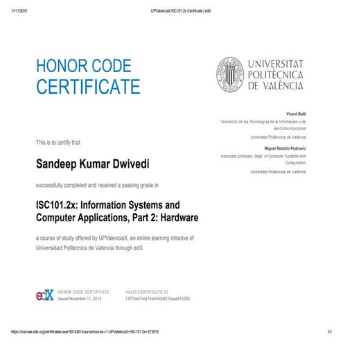 Sandeep UPValenciaX ISC101.2x Information Systems and Computer Applications Part 2Hardware
