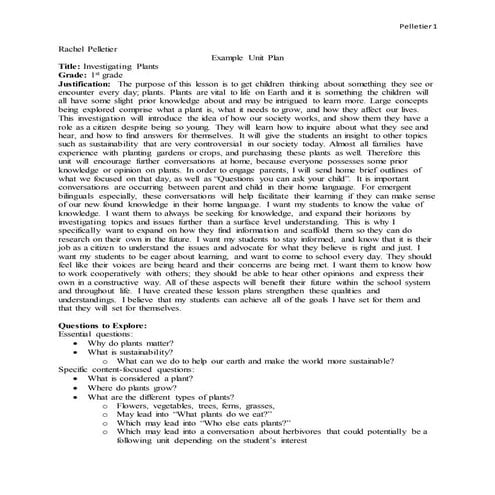 Assignment No. 4 lesson plan using thematic integration with ...