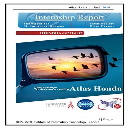 Internship Report Atlas Honda Limited