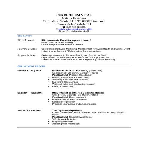 Urbanska Natalia CV 
