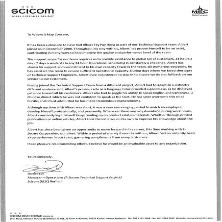 recommendation letter