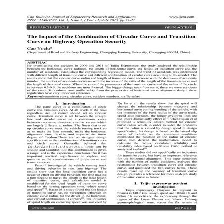 The Impact of the Combination of Circular Curve and Transition Curve on Highw...