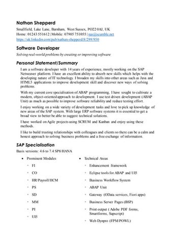 CV Nathan Shepperd July 2015