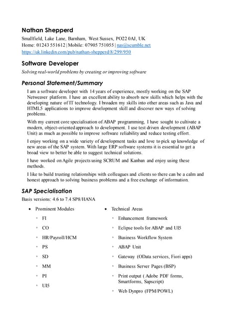 CV Nathan Shepperd July 2015