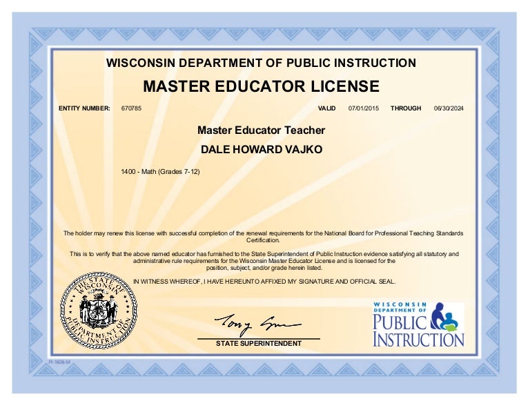 Master Educator License WI