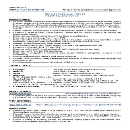 Srikanth-Unix Administrator