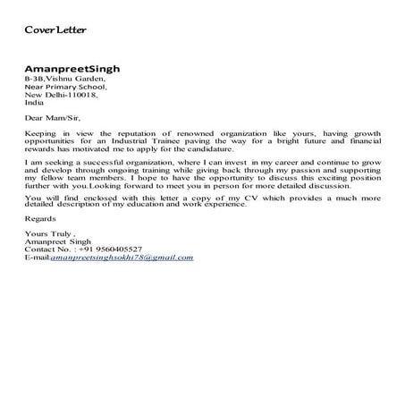 CV for INDUSTRIAL TRAINING