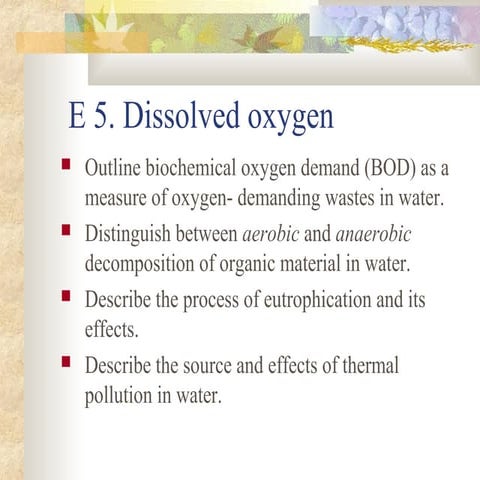 E5 environmental chemistry dissolved oxygen