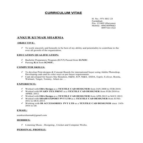 Creative CV of neeraj kumar | PDF