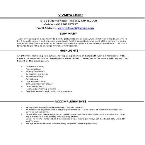 VIVARTA LOKRE resume