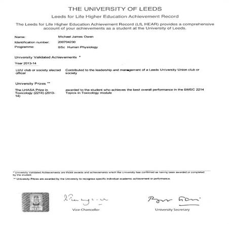 University Achievements