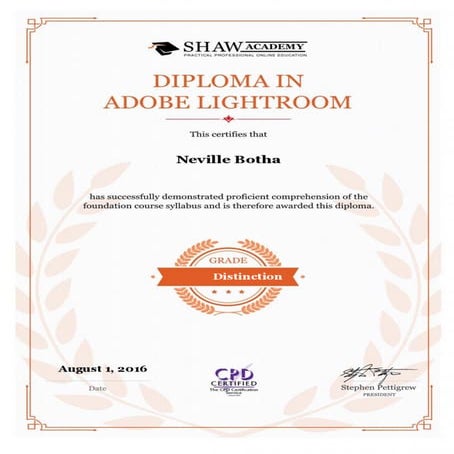 Certificate in Lightroom