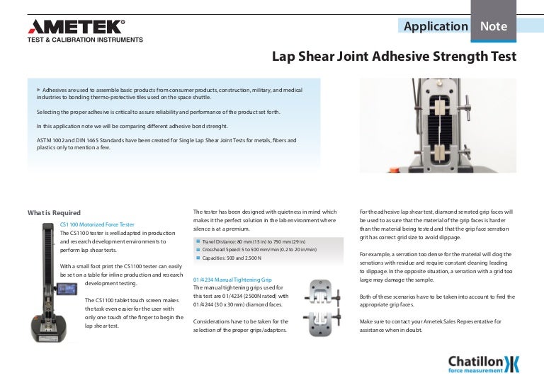lap shear joint adhesive test FinalPublished