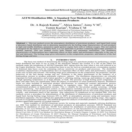 ASTM Distillation D86: A Standard Test Method for Distillation of Petroleum P...