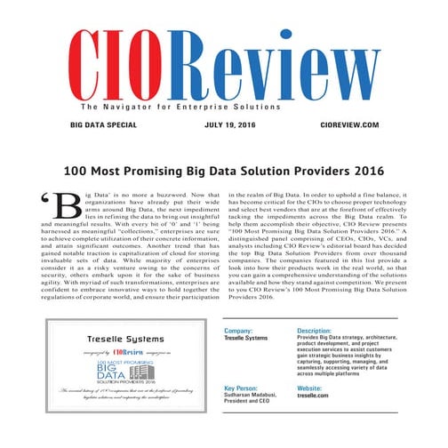 CIO Review - Treselle Systems