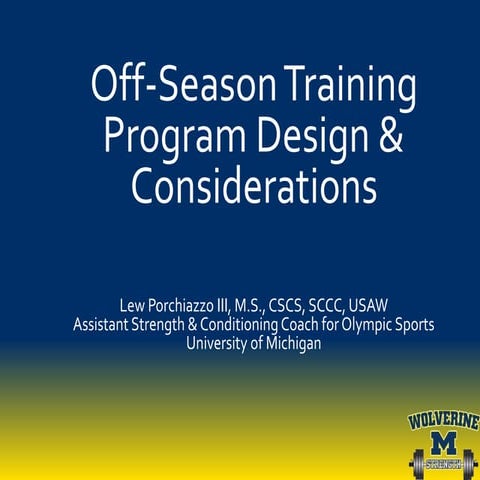 Off-Season Training Program Design & Considerations | PDF